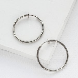 25 mm Clip-On Hoop Earrings, Hoop Earrings, Minimalist Earrings, Simple Earrings silver