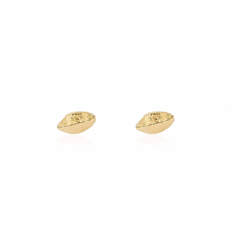 Small Post Earrings Solid Gold Studs, Botanical Posts Solid Gold Small Yucca Post Earrings Minimalist Studs Solid Gold Earrings
