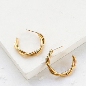 Boucles d&#39;oreilles Hybris, Créoles, Boucles d&#39;oreilles rondes, Créoles à motif, Créoles élégantes, Petites créoles
