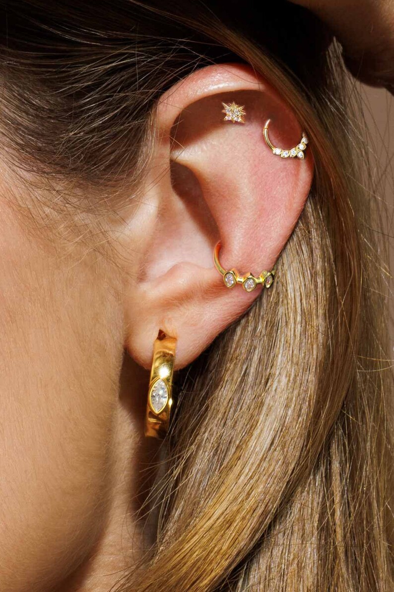 Juliette Ear Cuff, Non Pierced Earring, Small Zirconia Stones, Single Cuff Earring, Helix Hoop image 4