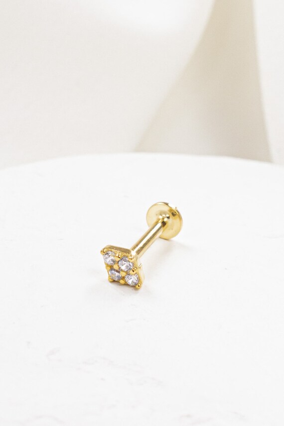 Celine Piercing Earring Post Earrings One Piercing Zirconia