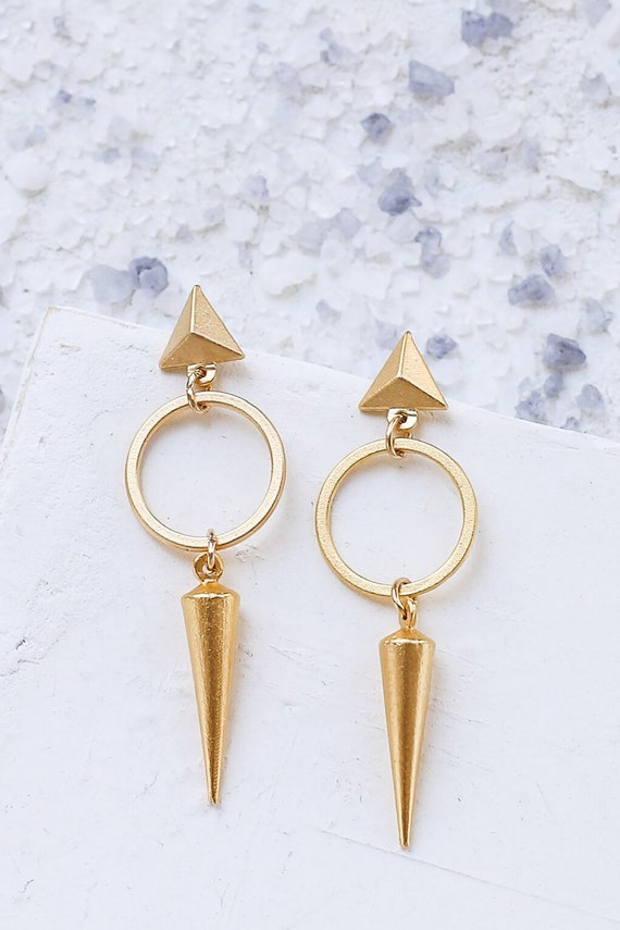 Rocky Earrings Gold Geometric Earrings Silver Post Earrings | Etsy