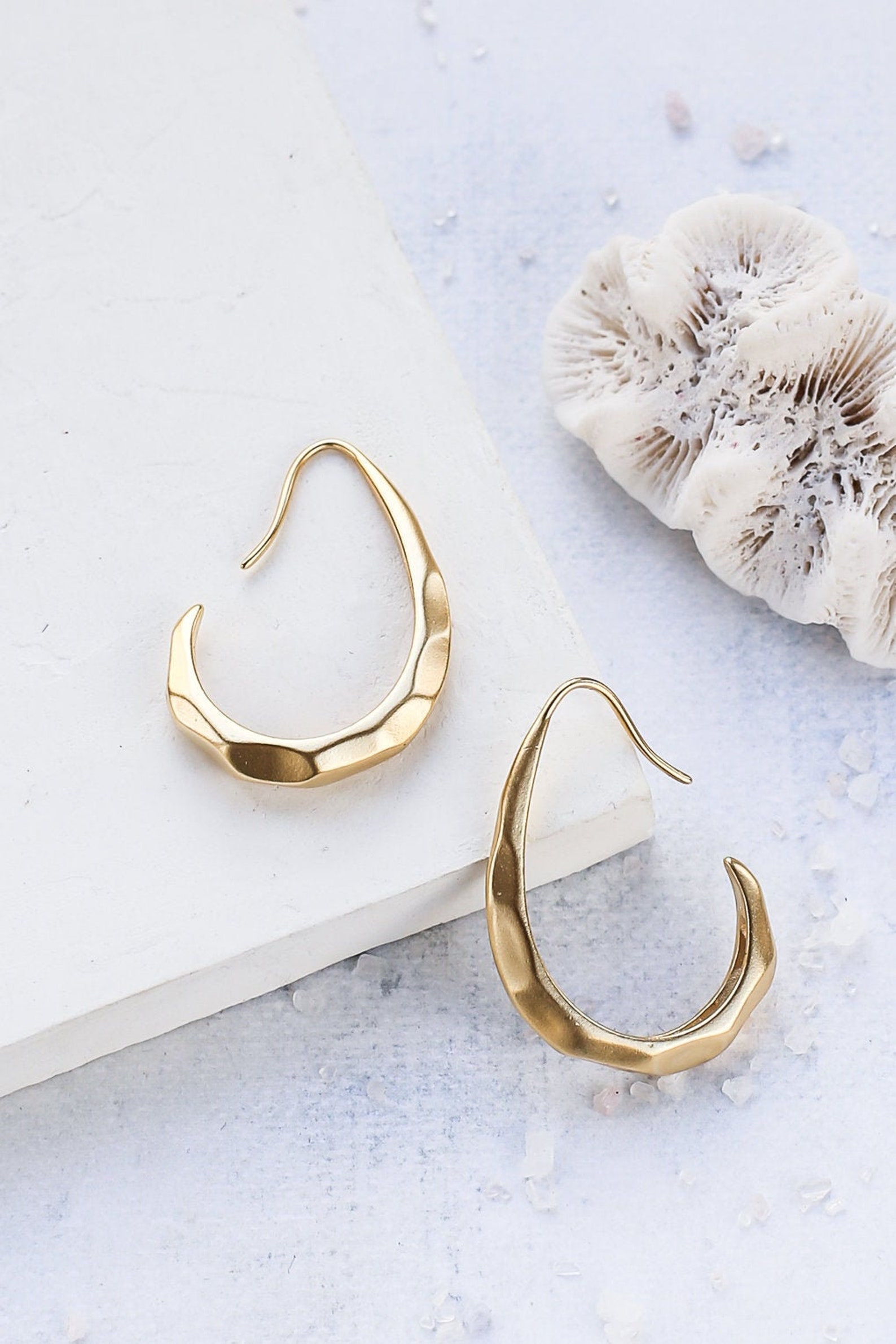 Gold Coast Earrings Drop Earrings Hammered Texture Jewelry Etsy UK