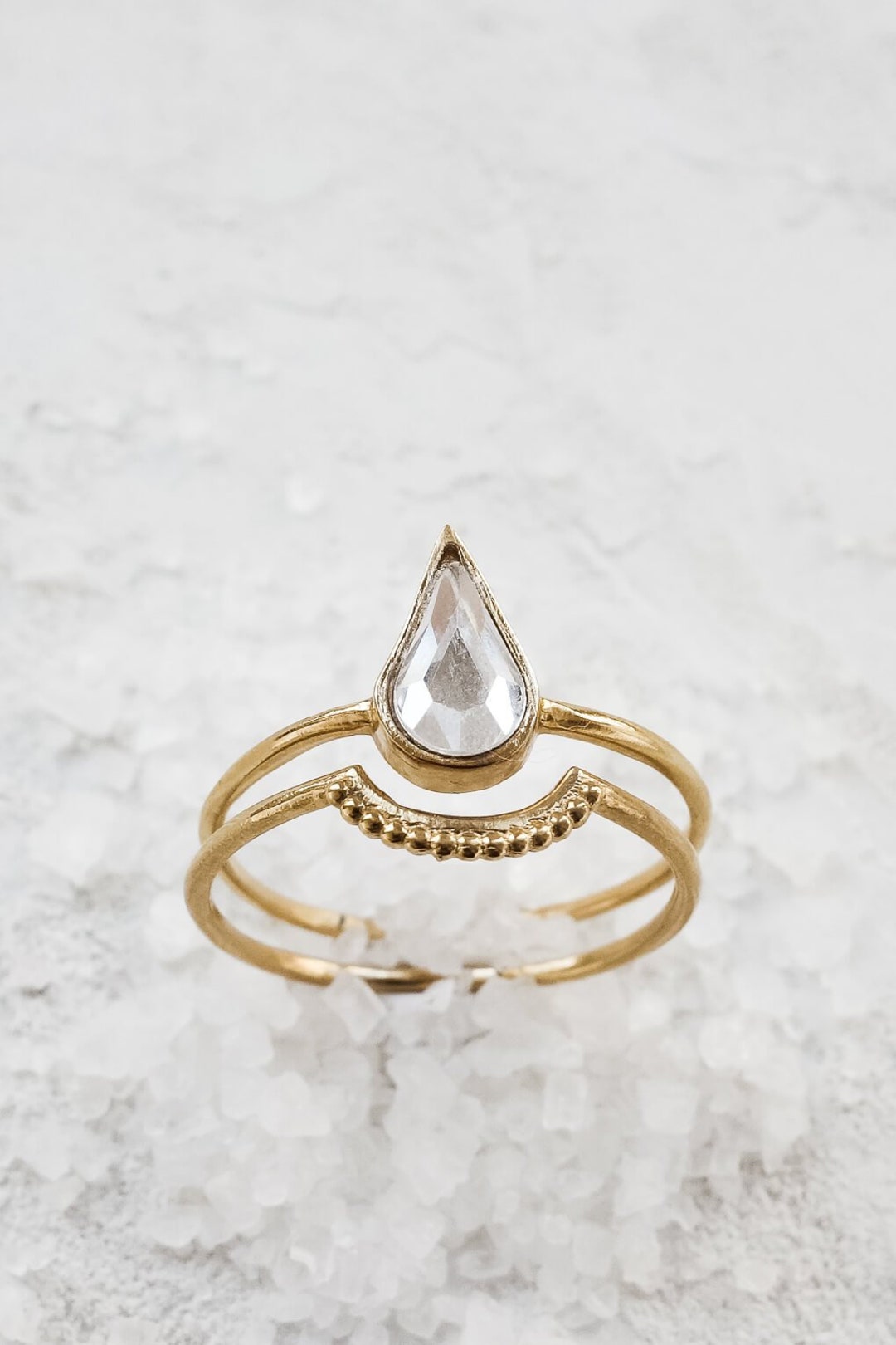 Malina Ring Set, Gold Crystal Ring, Gold Stacking Rings, Stackable ...