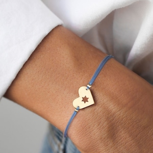 Israel At heart Bracelet, Support Israel Jewelry, Stackable Bracelet, Star of David Jewelry, Heart Shape Charm image 3