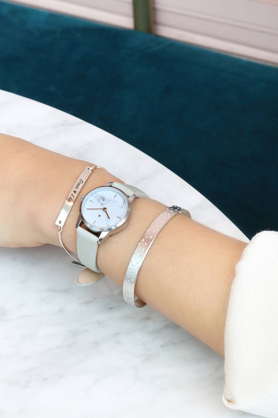 Gezamenlijke selectie moreel naaien 25 mm zilveren horloge in marmer en lichtgrijs dames horloge | Etsy