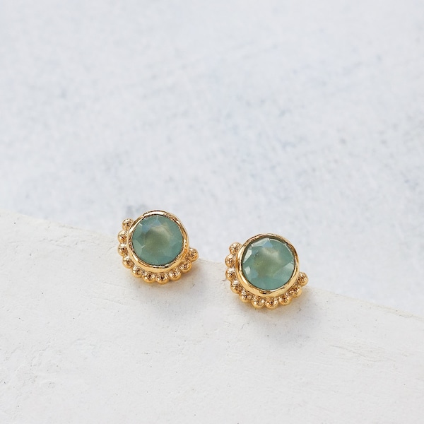 Flor Post Earrings, Stud Earrings, Semi-Precious Stone, Gold And Silver Jewelry, Flower Earrings