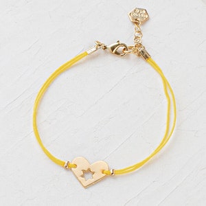 Israel At heart Bracelet, Support Israel Jewelry, Stackable Bracelet, Star of David Jewelry, Heart Shape Charm 4 yellow