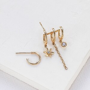 Boucles d'oreilles bouquet, Créoles, Boucles d'oreilles triples, Boucles d'oreilles avec pendentif
