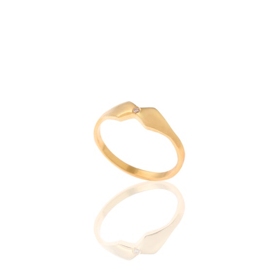 Solid Gold Ring With Diamond Kite Engagement Ring Kite Shaped
