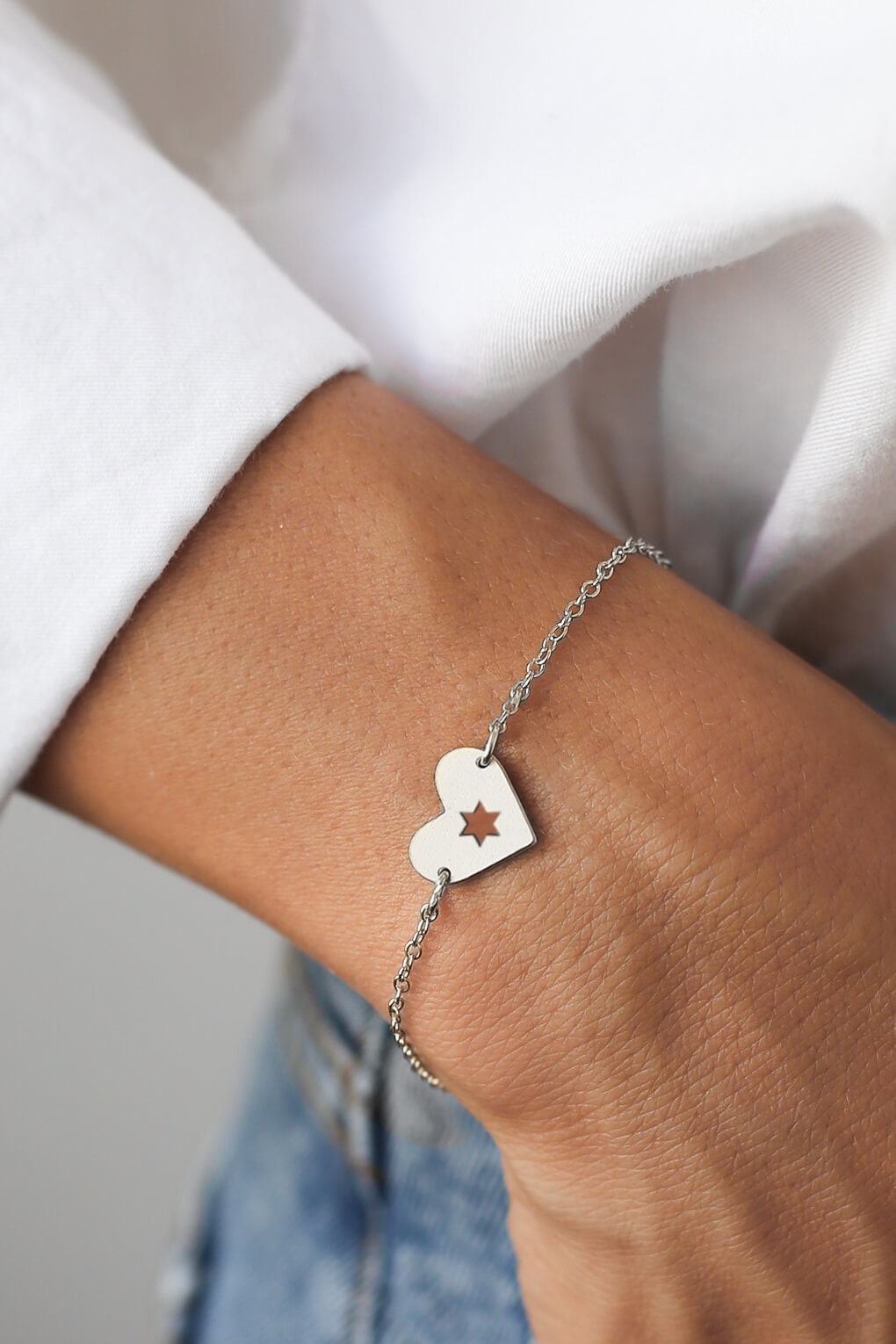 Star Charm Israel of Etsy Heart Jewelry, at Bracelet, Heart - Bracelet, Israel Jewelry, David Support Shape Stackable