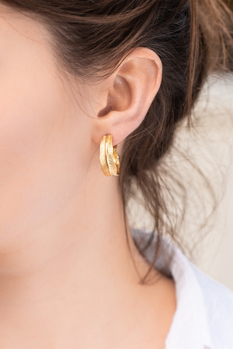 Sage Clip-On Earrings, Big Hoop Earrings, Minimalist Earrings, Elegant Earrings image 2
