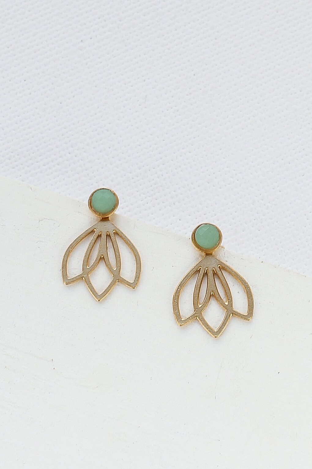 Lotus Ear Jackets Floral Earrings Stone Earrings Etsy Canada