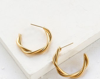 Hybris Earrings, Hoop Earrings, Round Earrings, Patterned Hoops, Elegant Hoops, Small Hoops