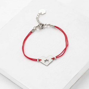 Israel At heart Bracelet, Support Israel Jewelry, Stackable Bracelet, Star of David Jewelry, Heart Shape Charm image 6