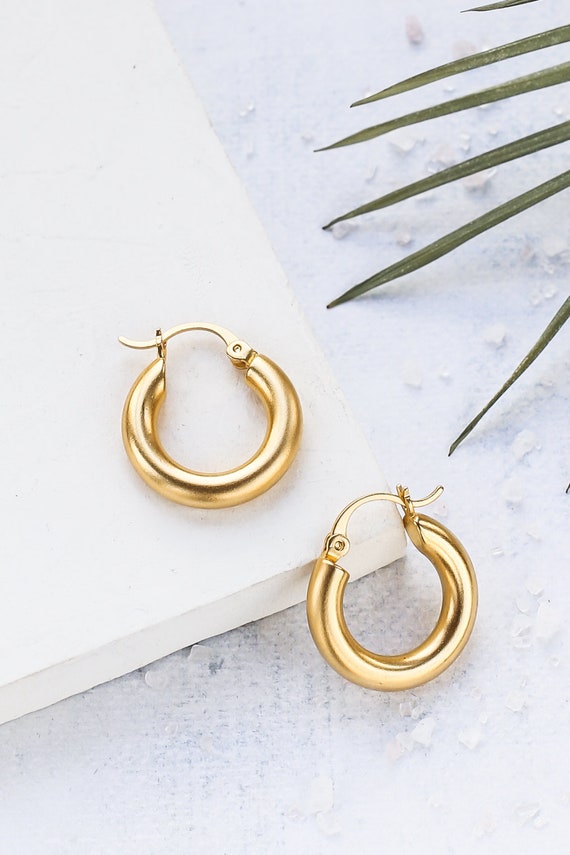 Boucles D'oreilles Créoles Vintage – Plaqué Or, Style Dormeuses Pendantes