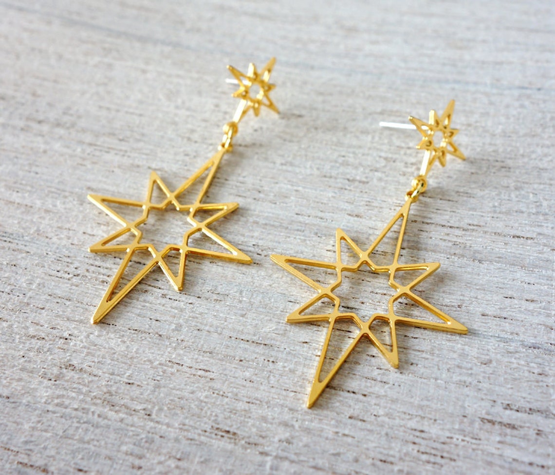 Orion Earrings Geometric Earrings Star Earrings Cosmic Etsy