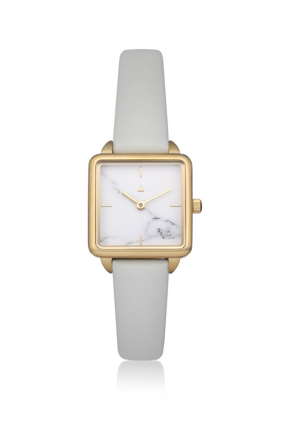 Rectangle Watch in Marble Vegan Vegan Strap Classic Women s Wrist Watch Gold Wrist Watch Faux Leather Gold Women s Watch Etsy