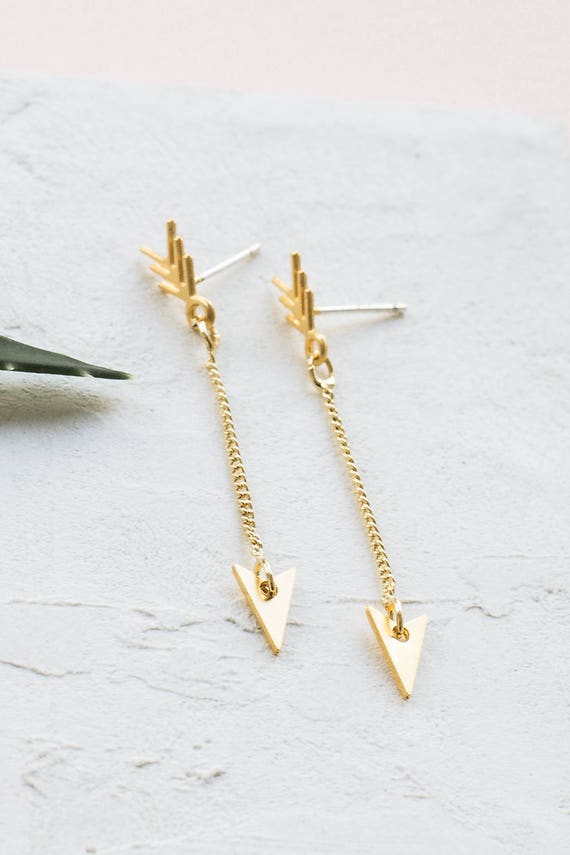 Long Arrow Earrings arrow earrings simple earrings urban Etsy