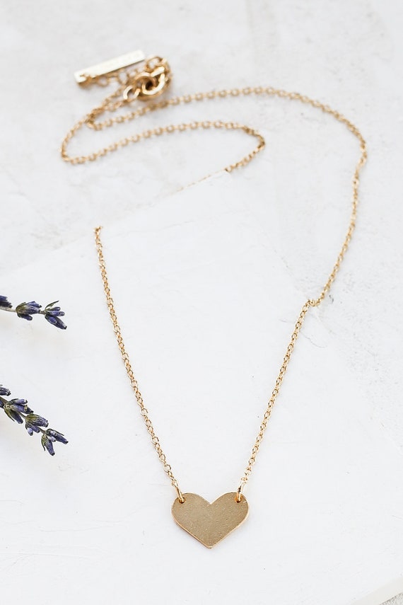 14K Gold Heart Necklace Girls Necklace Kids Jewelry 14K