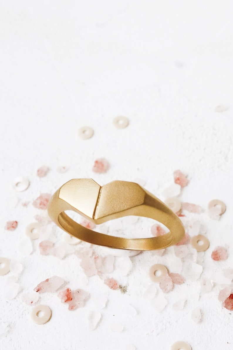 Solid Gold Origami Heart Ring, Engagement Rings, Promise Rings, Handmade Jewelry, Anniversary Rings, Elegant Rings, Delicate Rings image 1