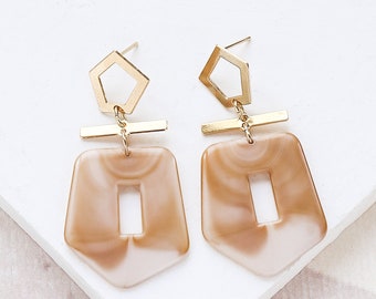 Kinetic Earrings, Acetate Element, Geometric Earrings, Dangling Earrings, Statement Earrings,