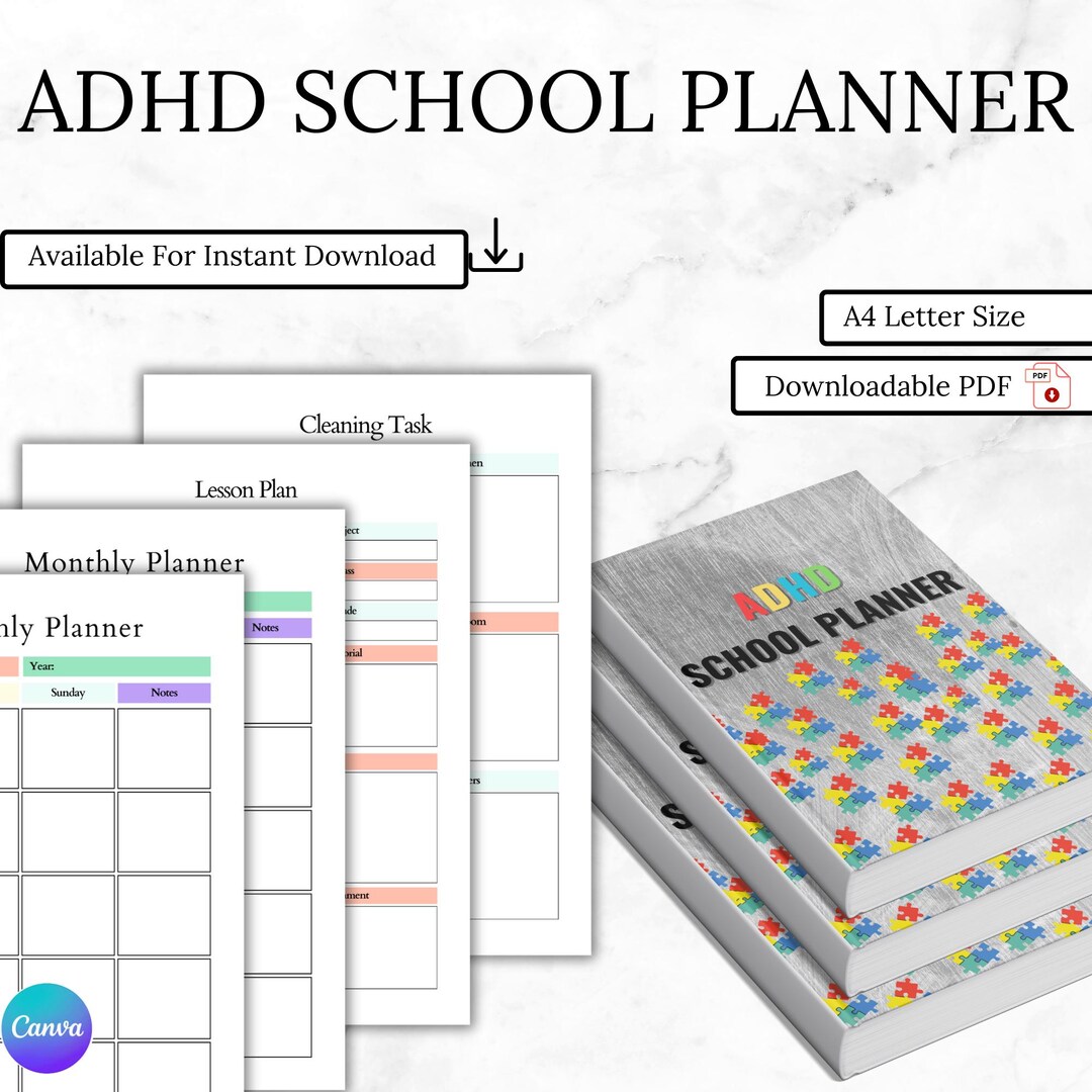 ADHD Planner Instant Download | Printable Daily Organizer for Focus ...