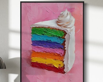 Rainbow Cake Art Print | Colourful LGBTQ Pride Decor | Queer-Inspired Wall Art for Home | Vibrant Pride Gift | Bold Dessert Art Piece