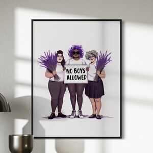 Stampa artistica Lavender Menace - Arte murale femminista e queer pride / Ragazzi non ammessi / Carta opaca premium da 200 g/m², arte LGBTQ+ senza cornice