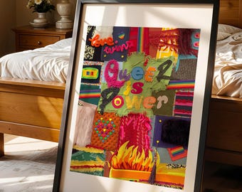 Queer is Power (2025) by Oscar Arrais | Gay Art Print | Reclaimed Materials | Unframed 200gsm Premium Art Paper | Support Queer Artists