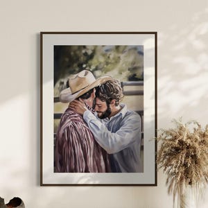 Where Cowboys Cry Softly – Queer Cowboy Watercolour Print | Gay Romance Art | Emotional LGBTQ+ Decor | Unframed Aesthetic Wall Print