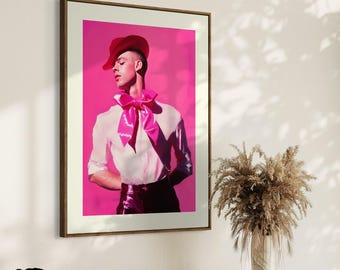 Ribbon and Resilience Queer Art Print | LGBTQ+ Empowerment Artwork | Premium Unframed Pink Decor for Pride and Self-Expression