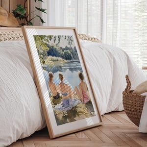 Sapphische sereniteit aan het water - queer vrouwelijke kunstprint | LGBTQ Pride-muurkunst | Premium 200 gsm mat papier, niet ingelijst