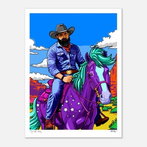 My Little Cowboy (2025) by FATPIGEONART | Gay Western Art Print | Queer Artist | LGBTQ+ western inspired decor | premium 200gsm matte paper image 6