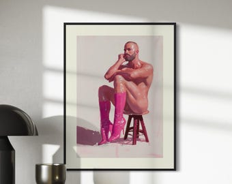 Pink Daydream LGBTQ+ Art Print - Bold Queer Statement Artwork on 200gsm Matte Paper - Pink Boots Resilience for Allies & Queer Pride