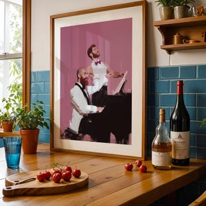 Concerto for Two Beards – Gay Couple Art Print, Bearded Men at Piano, Queer Oil Painting Style Wall Decor (Unframed)