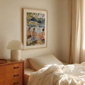 Sapphic Serenity by the Water - Queer Feminine Art Print | LGBTQ Pride Wall Art | Premium 200gsm Matte Paper, Unframed image 5