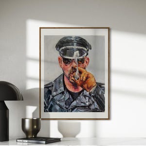 Cigar Daddy (2024) by Andy Sylvester | Queer Artist | Queer Art Prints | Gay Artist | Leather Culture | Gay Daddy Print | Acrylic on Paper
