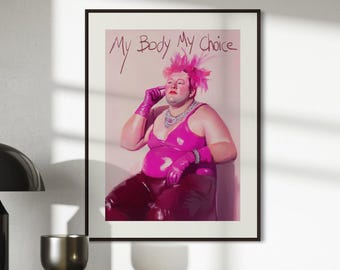 Poder no binario – Lámina artística queer que celebra el orgullo trans y no binario / Mi cuerpo, mi elección – Lámina LGBTQ mate sin marco