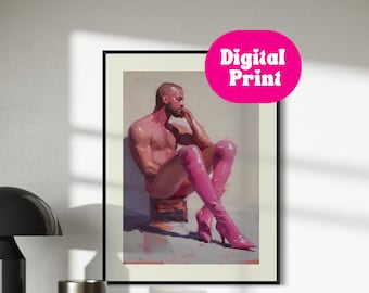 Pink Boot Introspection Art Print | Bold LGBTQ+ Wall Decor on Premium Matte Paper | Queer Art for Thoughtful Spaces | Digital Download