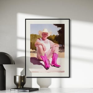 Rodeo Daddy Art Print – Queer Western Wall Art | Camp Aesthetic Decor | Fun Gay Art Poster | Masculine Femme Pride | Gift for Him