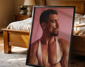 Diamond Gaze Art Print - Muscular Gay Male Portrait | Masculinity made queer Wall Art | LGBTQ Home Decor | Unframed 200gsm Matte Paper Print