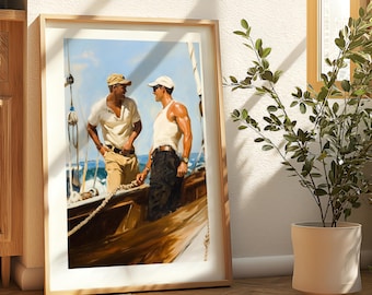 Salty Meet-Cute – Queer Art Print | Nautical Wall Art for LGBTQ+ Decor | Framed or Unframed 200gsm Premium Matte Print