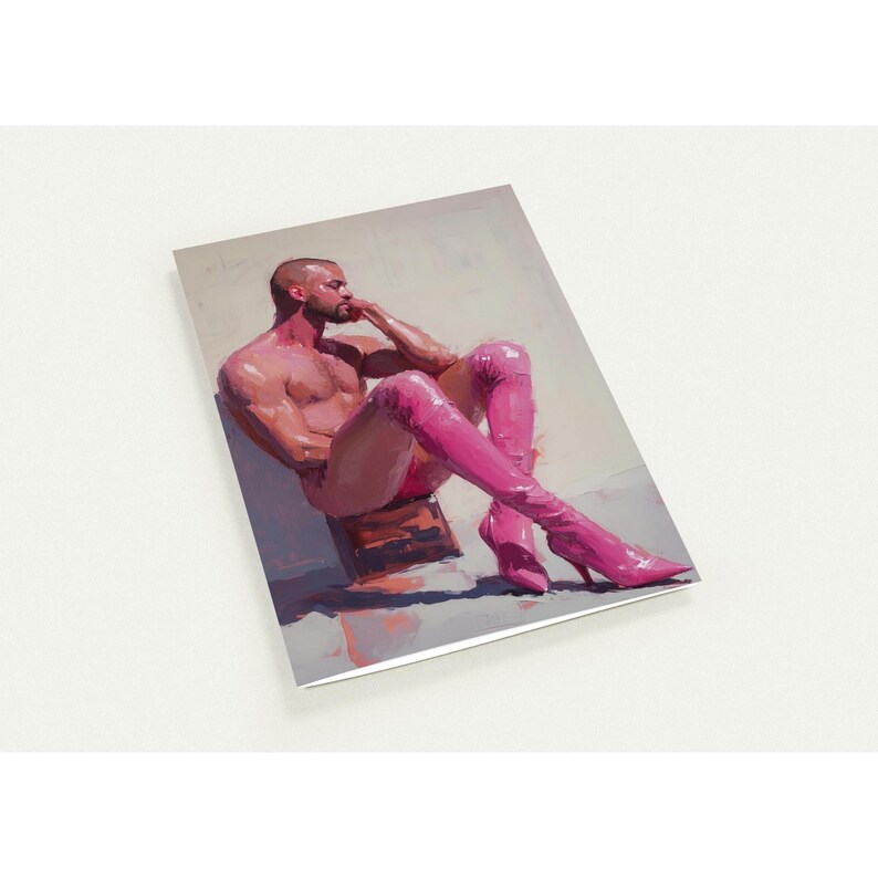 Pink Boot Introspection - Set of 10 Happy Pride Greeting Cards | Bold LGBTQ Greeting Card on Premium Matte Paper | Queer Gift Greeting Card image 8
