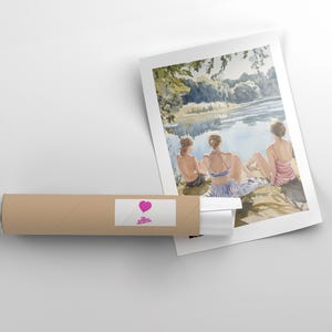 Sapphic Serenity by the Water - Queer Feminine Art Print | LGBTQ Pride Wall Art | Premium 200gsm Matte Paper, Unframed image 6