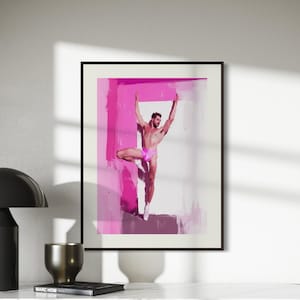 Stampa di ballerine (2 di 3) - Arte di balletto queer, estetica rosa, decorazione murale gay, illustrazione di danza audace, stampa artistica LGBTQ+