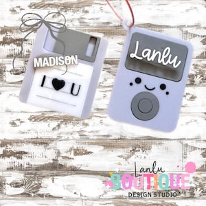 Etiqueta de bolsa personalizada para disquete e iPod | Estilo retrô dos anos 90