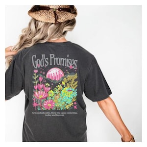 Gott versprochen | Alltägliche christliche Grafiken | Blumen Auferstehung Collage | | Christliches Shirt | Jesus-Shirt-Designs
