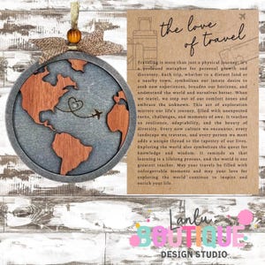 Story Card The Globe Ornament| The Love of Travel Inspirational Keepsake| Unique Holiday Decoration| Car Charm