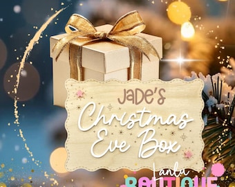 Personalized Christmas Eve Box Sign Tag - Custom Wooden Plaque for Holiday Gifts
